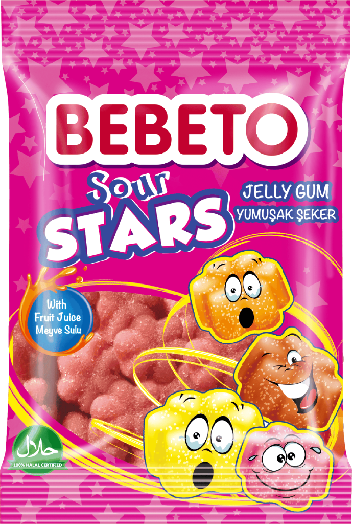 Kervan Gıda Bebeto Jelly Candy Sour Stars 40 Grx12